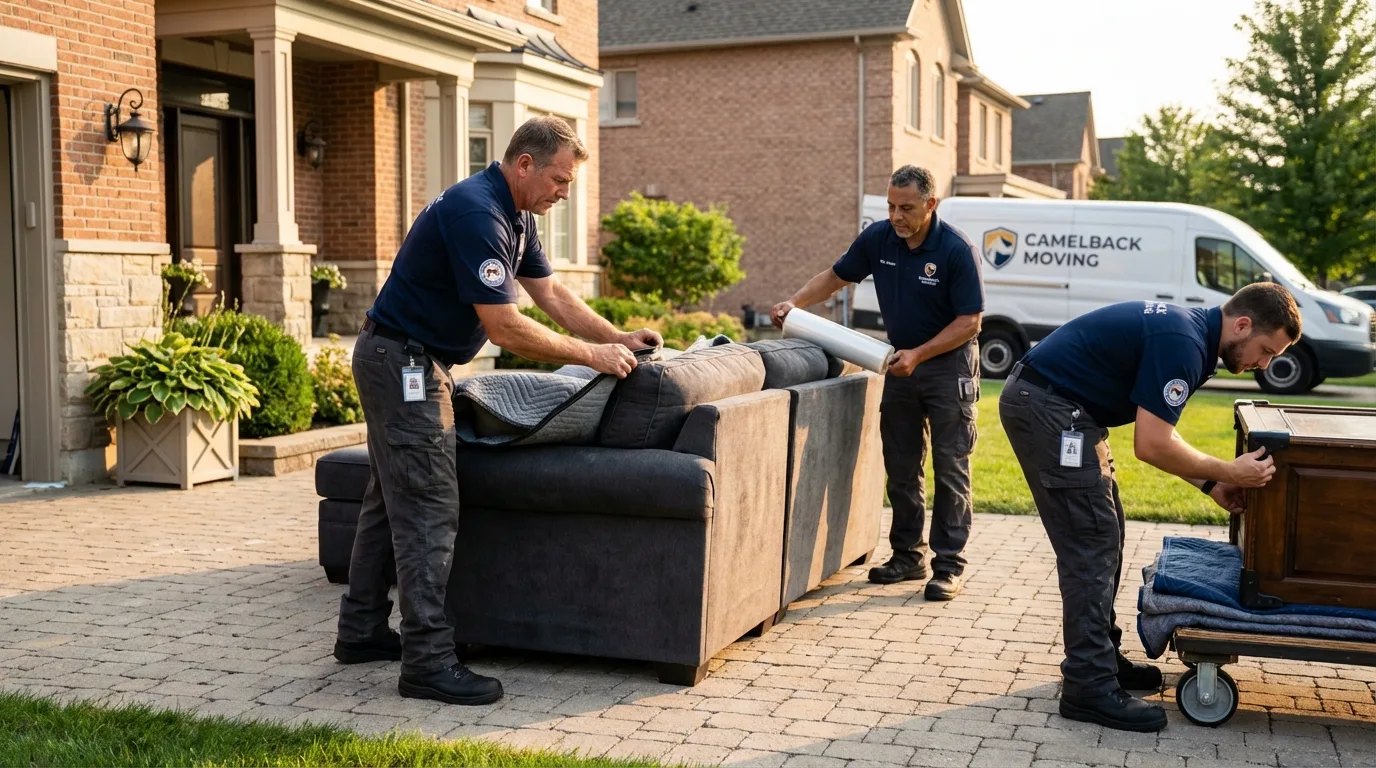 Large estate moving crew wrapping furniture in Milan, NM