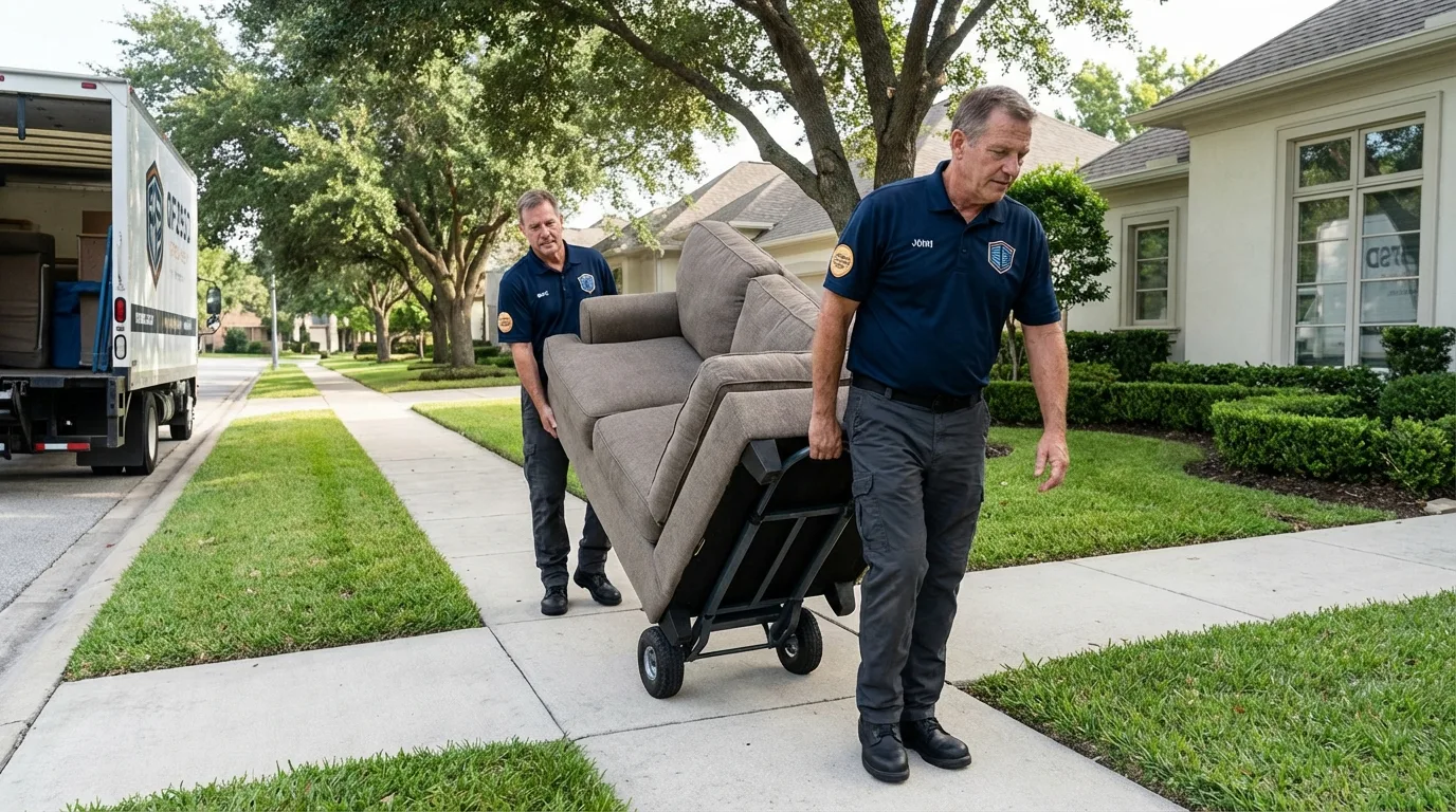 Local residential moving crew loading furniture in Milan, NM